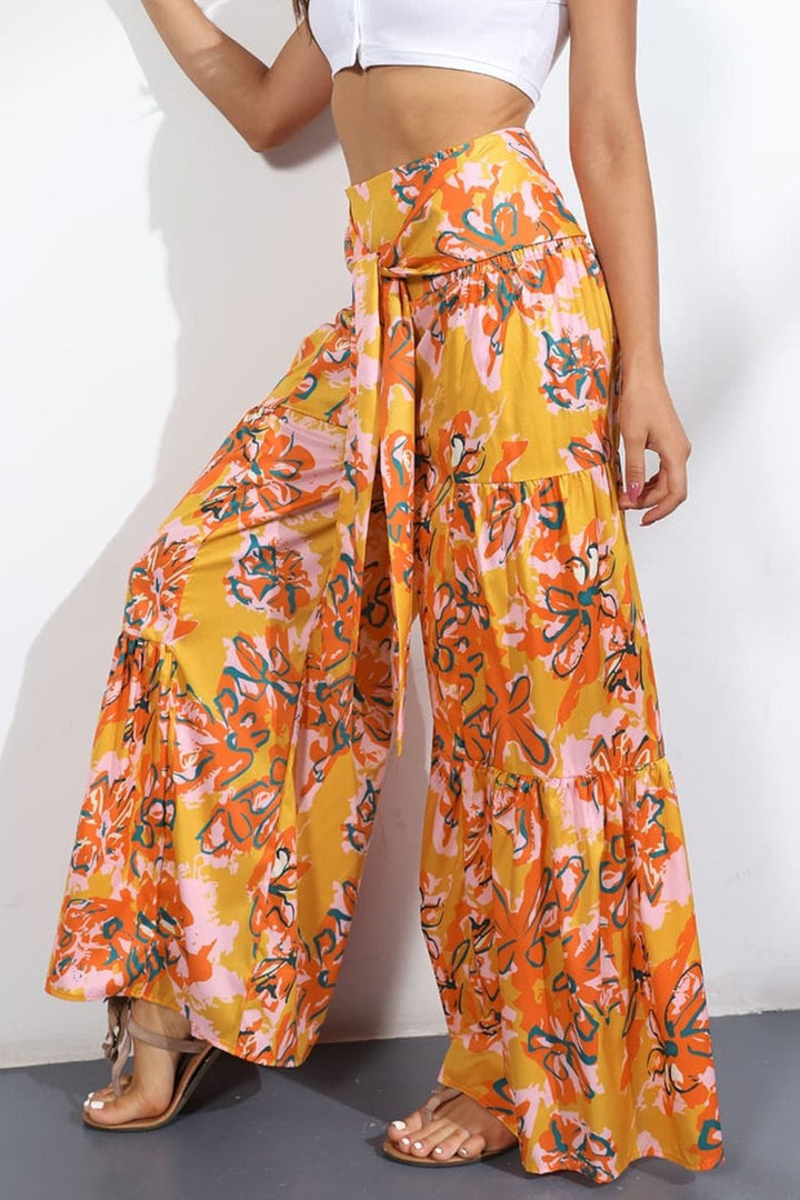 Printed High-Rise Tied Culottes - Runway Frenzy 