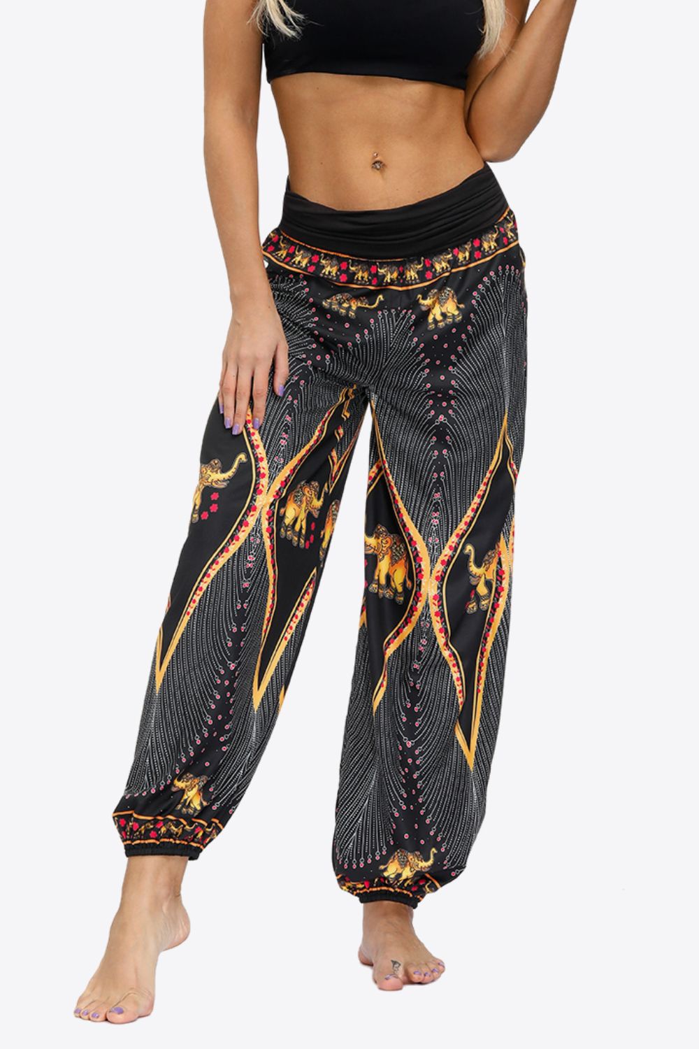 Exotic Style Printed Ruched Pants - Runway Frenzy