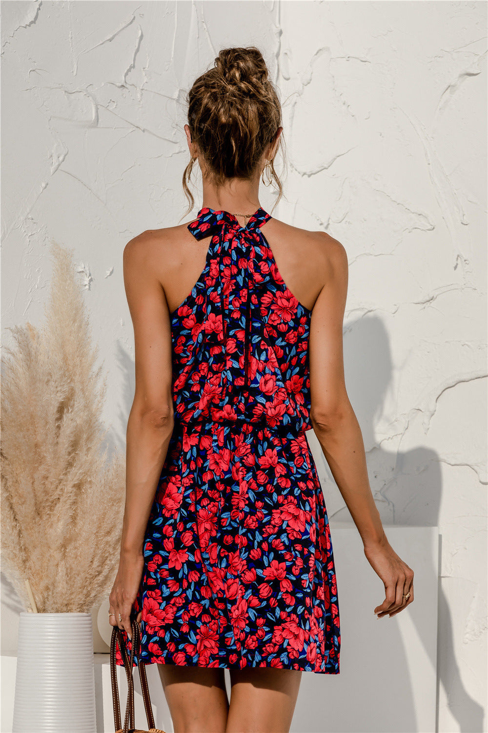 Floral Tied Sleeveless Mini Dress - Runway Frenzy