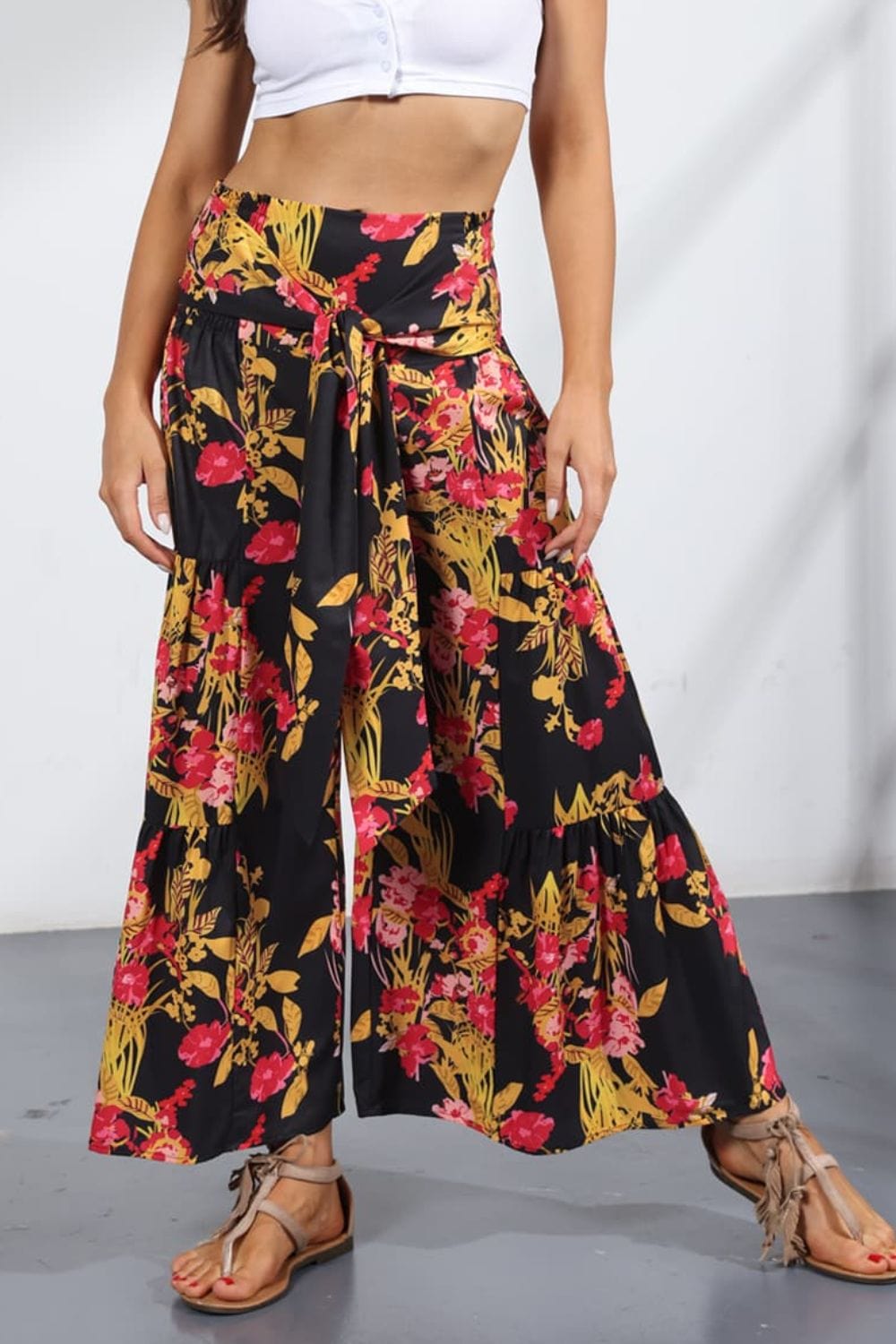 Printed Tie-Front Culottes - Runway Frenzy