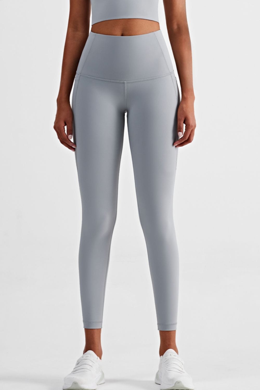 Wide Waistband Sports Leggings with Side Pockets - Runway Frenzy 