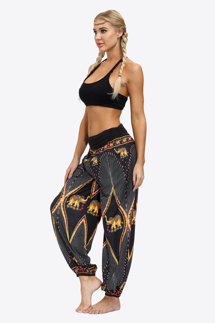 Exotic Style Printed Ruched Pants - Runway Frenzy