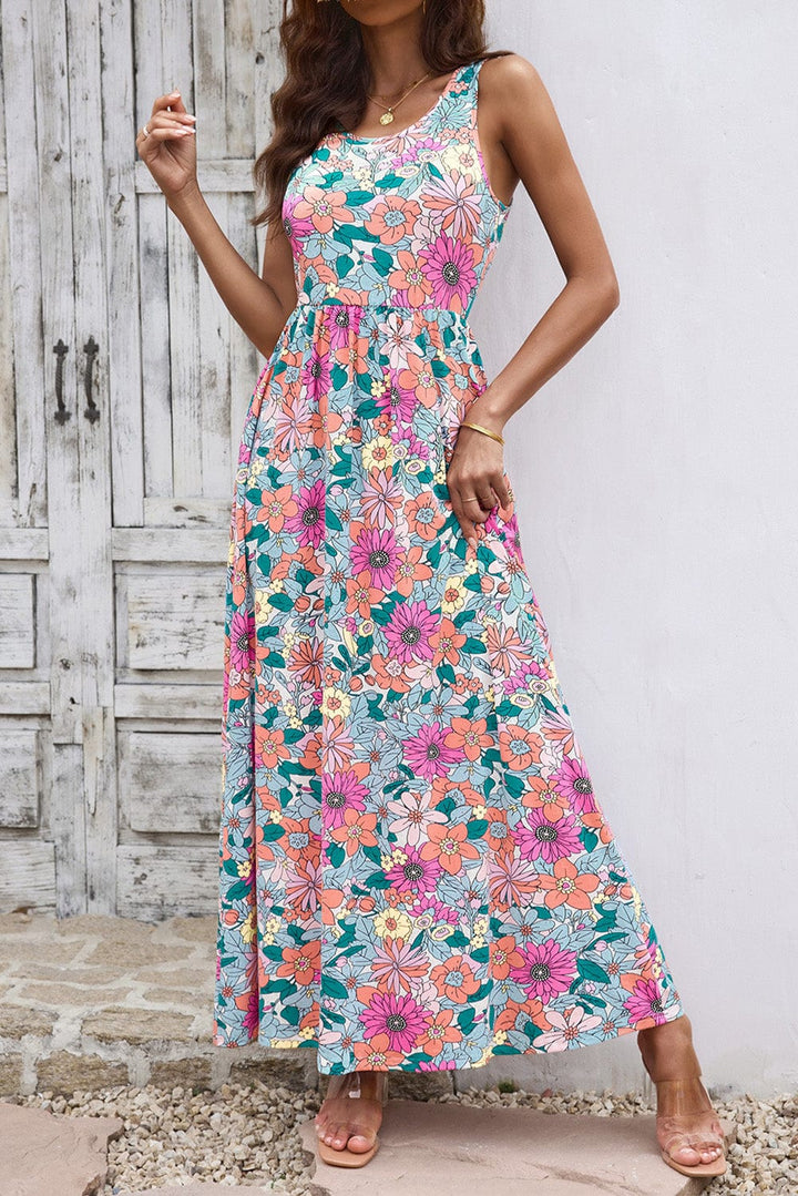 Round Neck Sleeveless Maxi Dress with Pockets - Runway Frenzy 