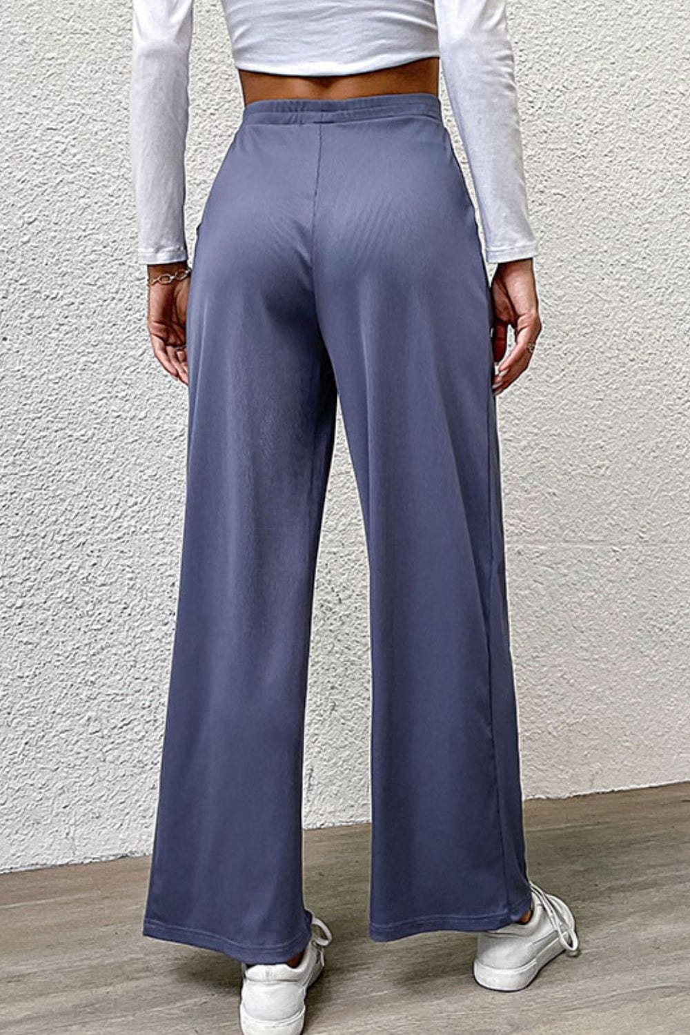 Pleated Detail Wide-Leg Pants with Pockets - Runway Frenzy 