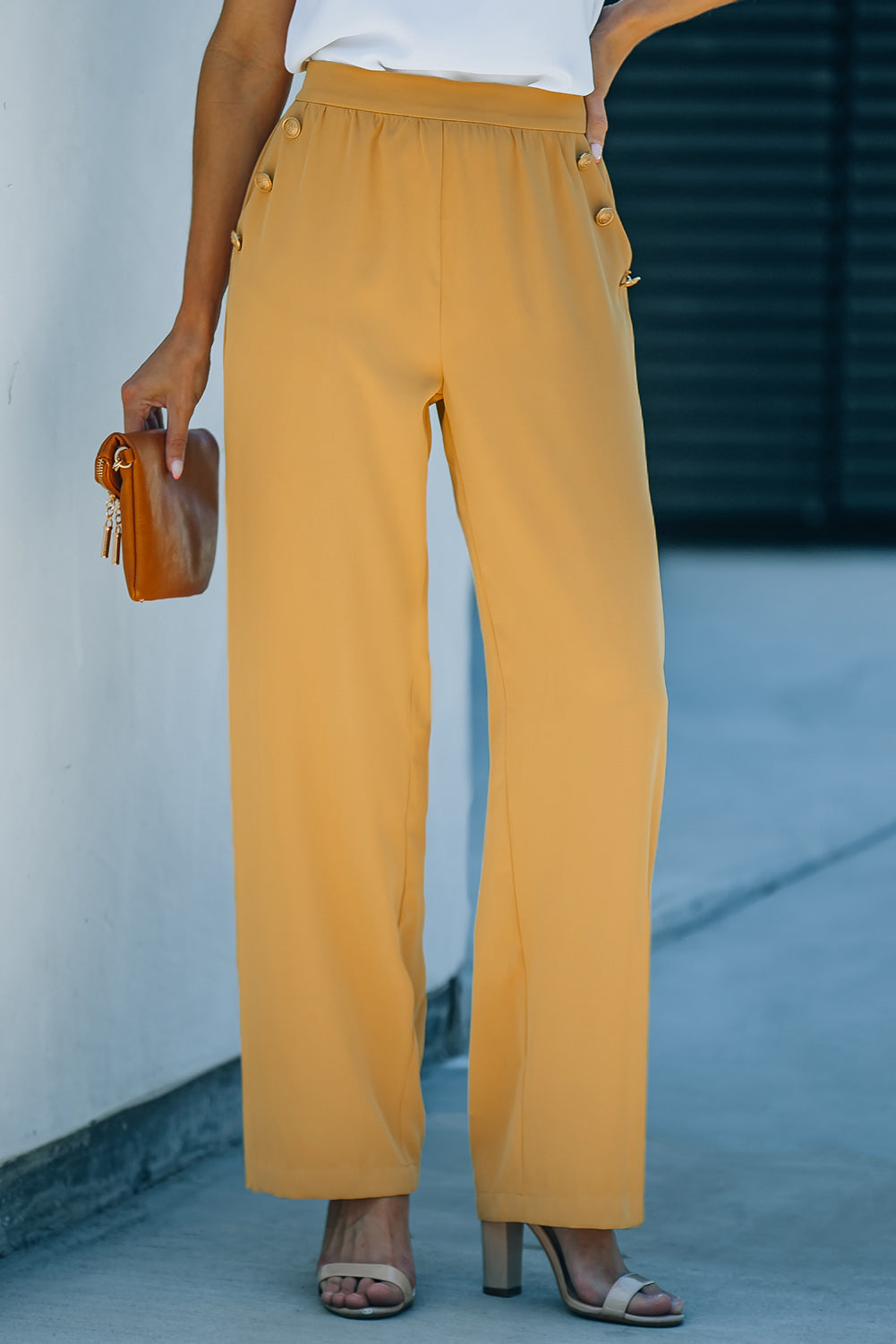 High Waist Wide Leg Pants with Pockets - Runway Frenzy 