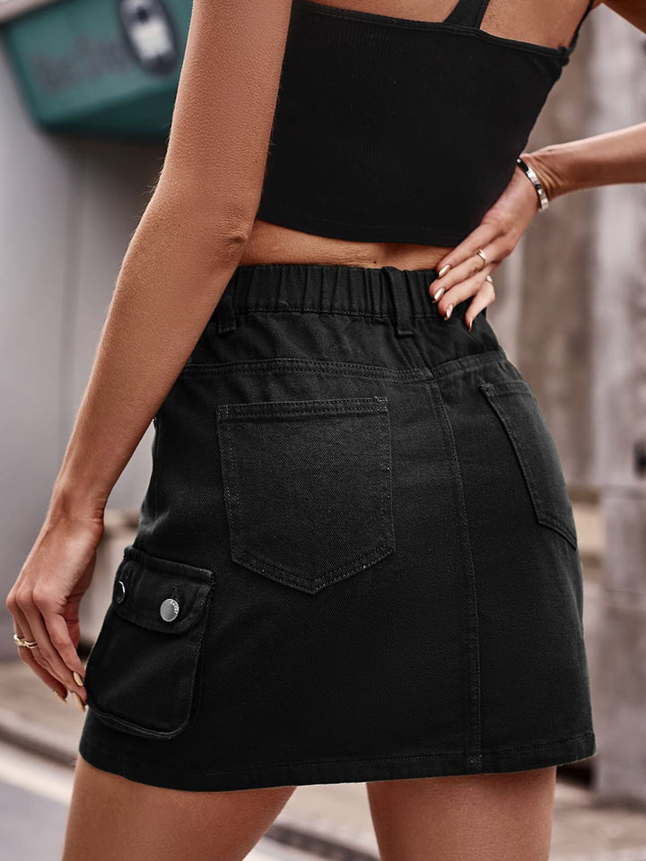 Denim Mini Skirt with Pockets - Runway Frenzy