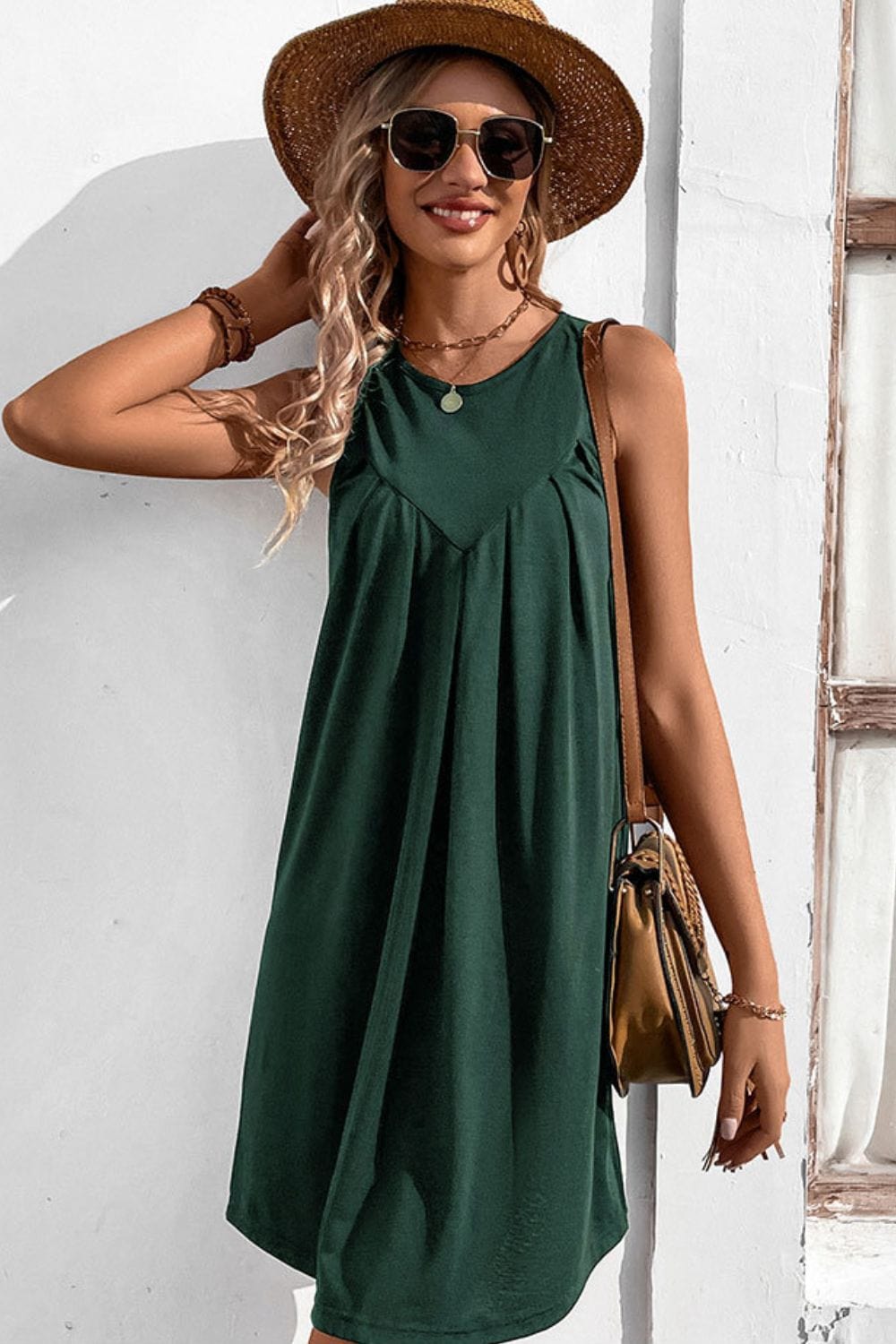 Round Neck Sleeveless Mini Dress - Runway Frenzy 