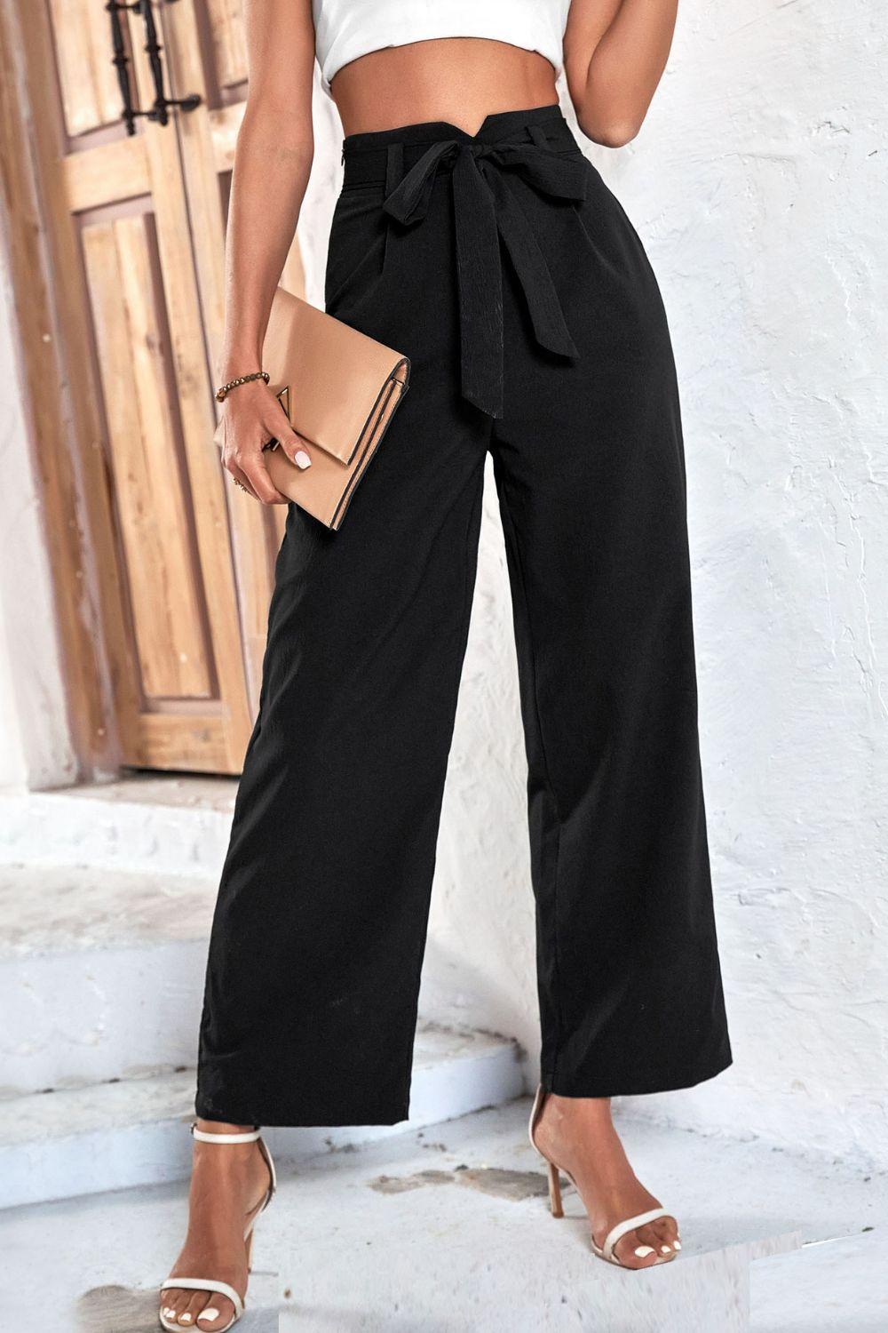 Belted High-Rise Wide Leg Pants - Runway Frenzy