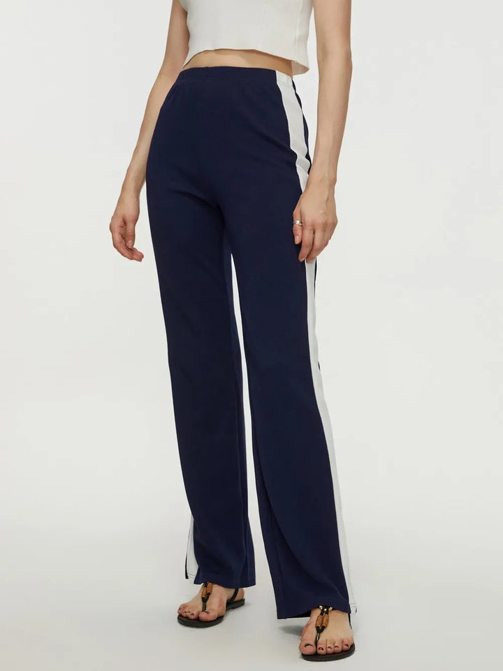 Contrast Slit Long Pants - Runway Frenzy