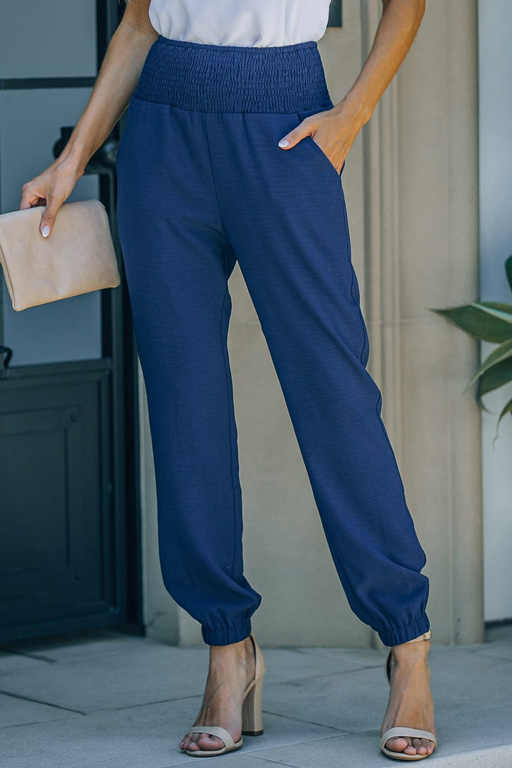 Smocked Waist Pocket Joggers - Runway Frenzy 