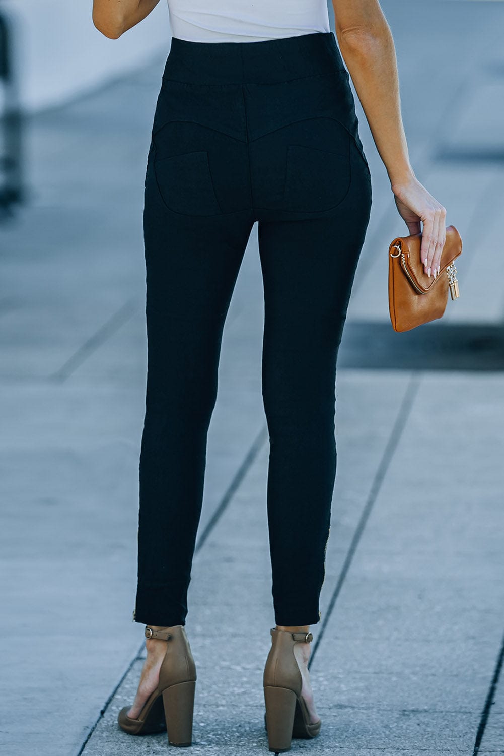 Zipper Ankle High Waist Skinny Pants - Runway Frenzy 