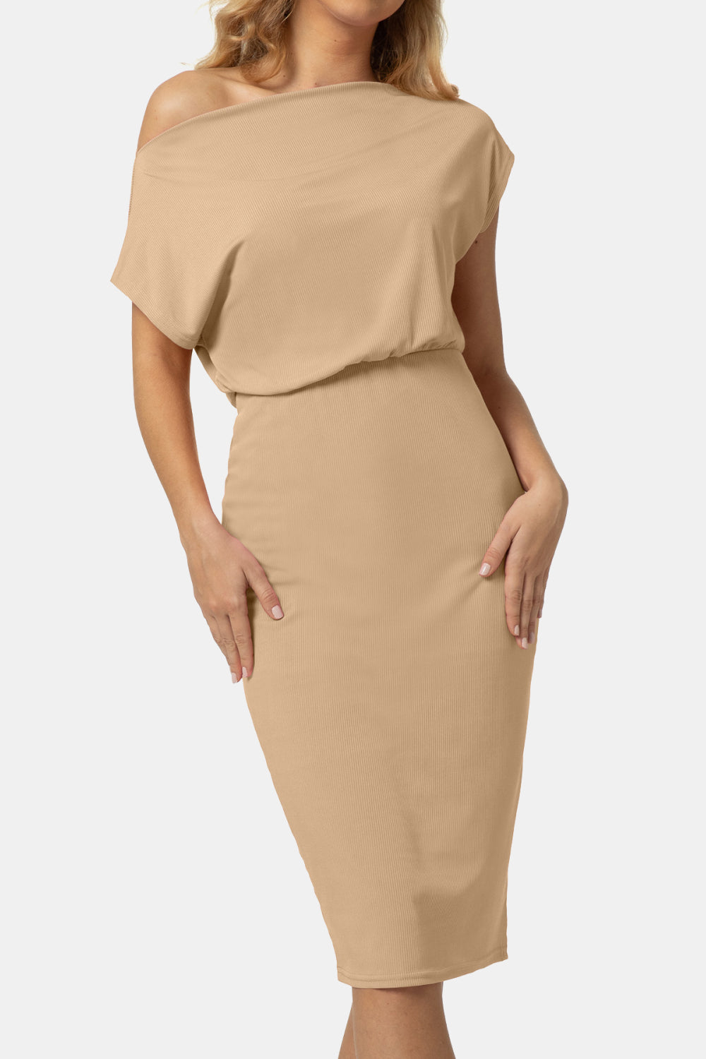 Boat Neck Short Sleeve Knee-Length Dress - Runway Frenzy