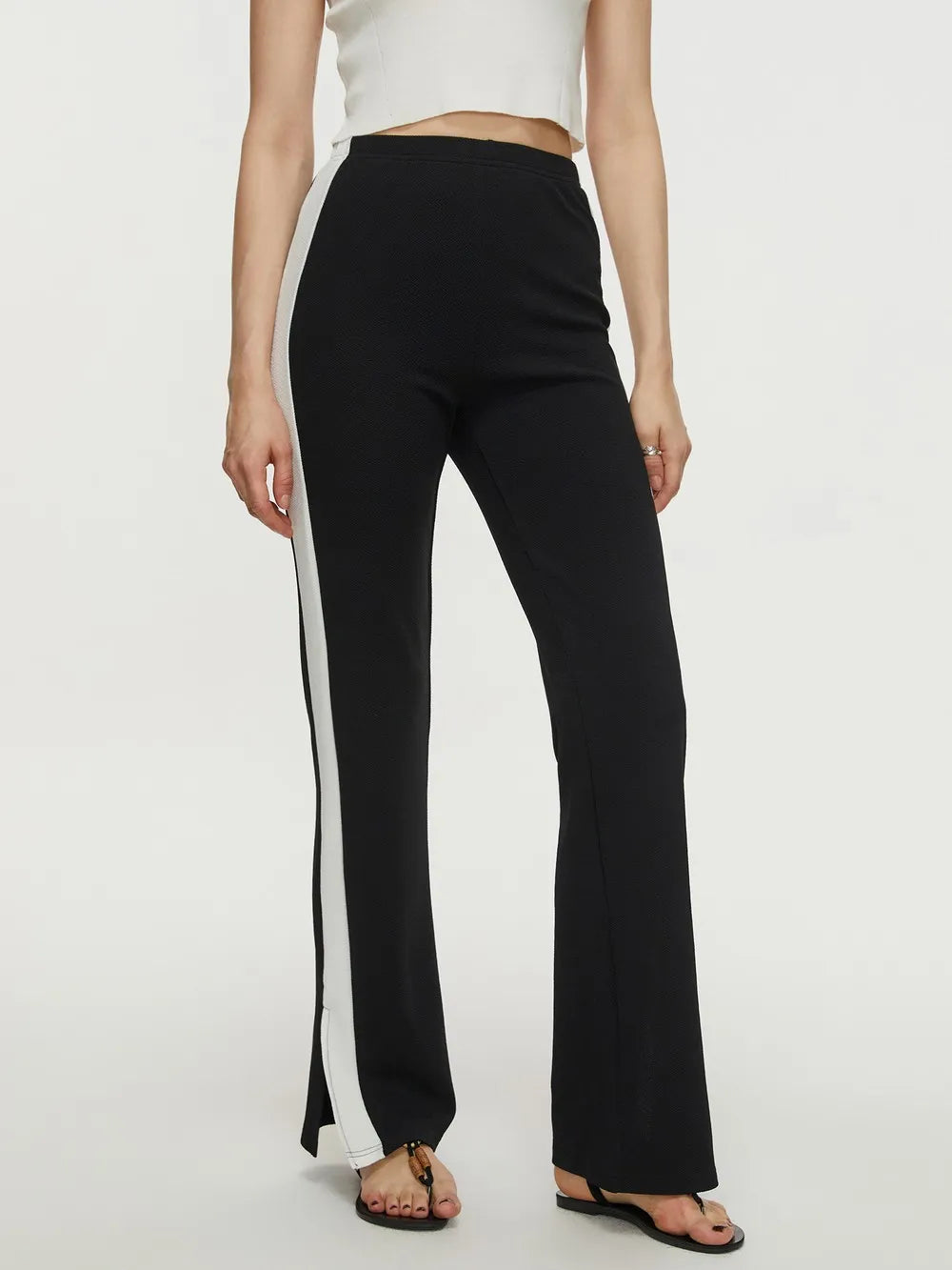 Contrast Slit Long Pants - Runway Frenzy