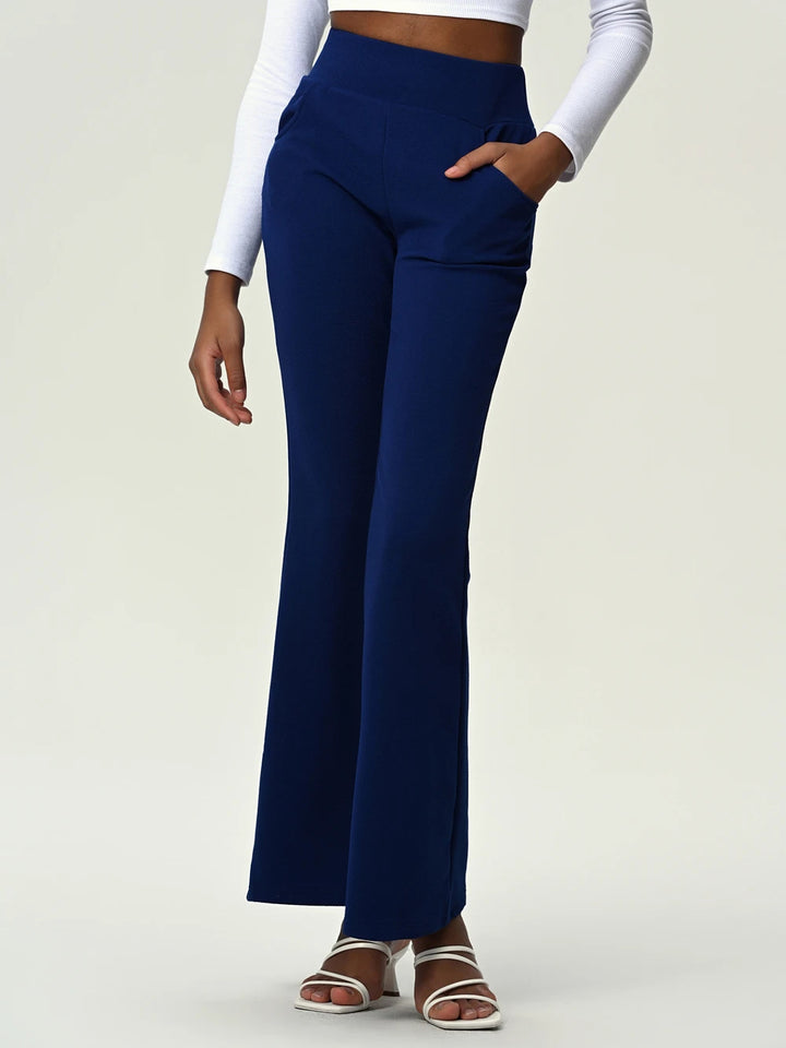 High Waist Flare Leg Pants with Pockets - Runway Frenzy 