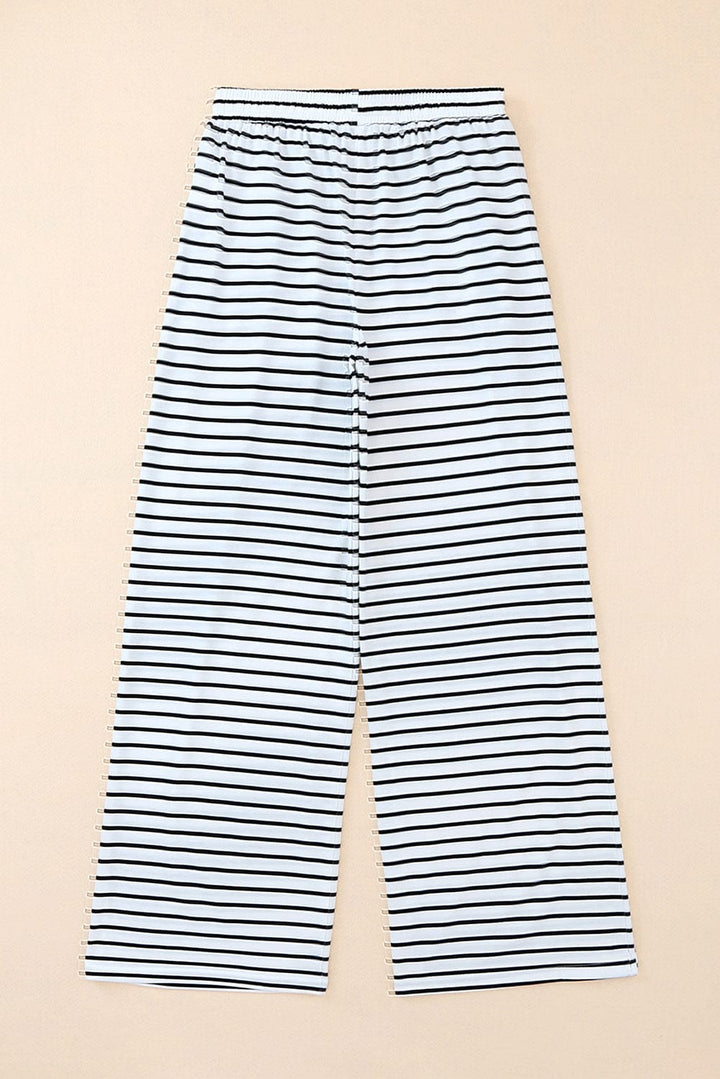 Striped Drawstring Waist Wide Leg Pants - Runway Frenzy 