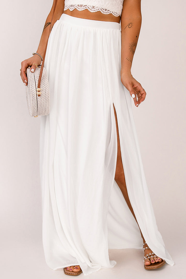 Elastic Waistband Split Maxi Skirt - Runway Frenzy