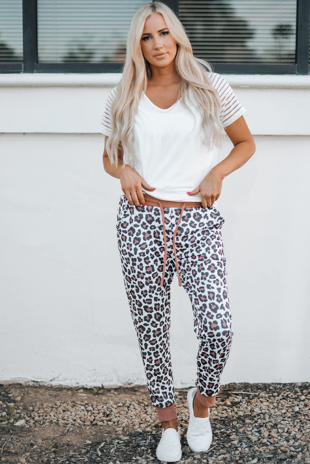 Leopard Print Elastic Waist Jogger Pants - Runway Frenzy