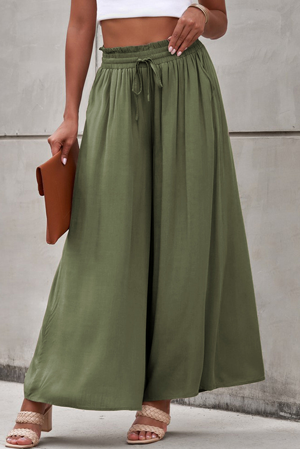 Drawstring Waist Wide Leg Pants - Runway Frenzy