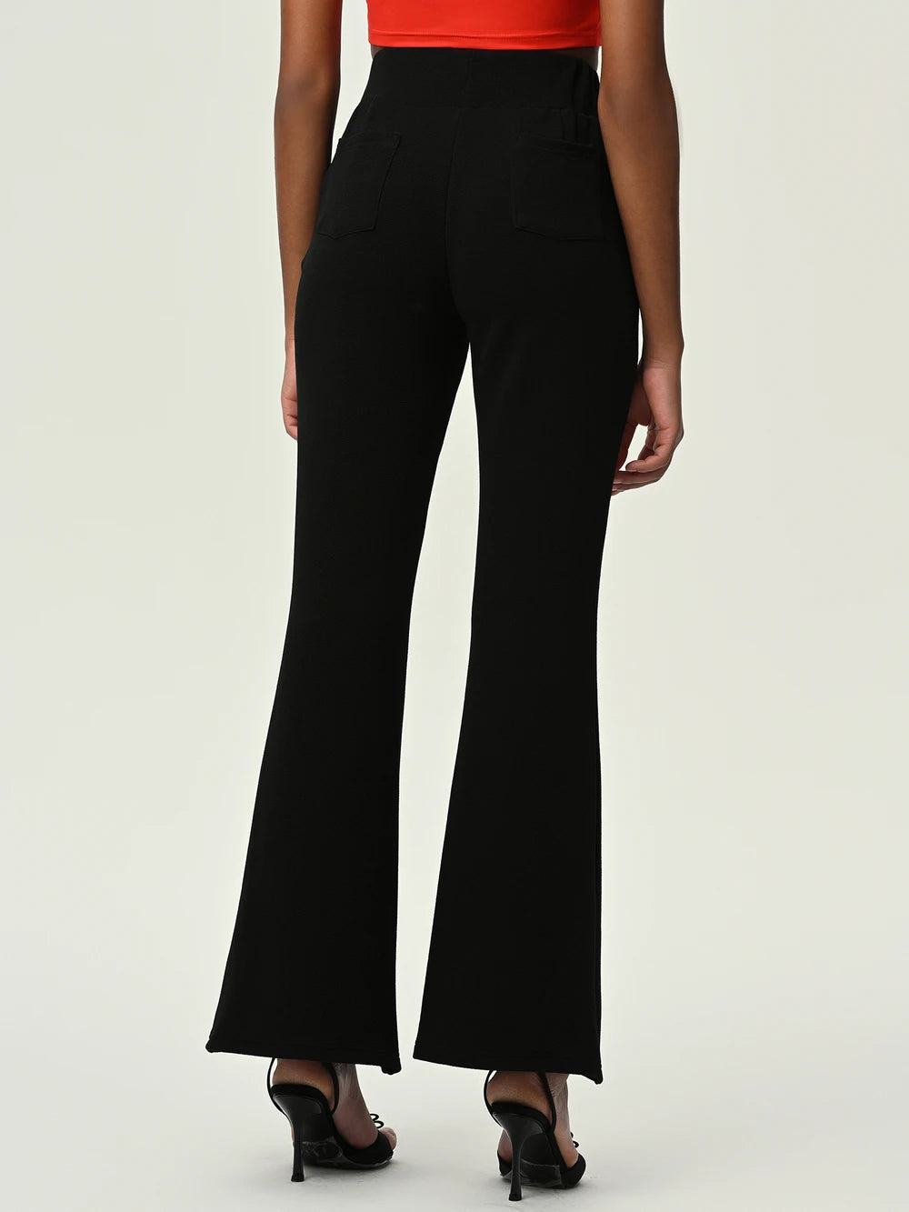 High Waist Flare Leg Pants with Pockets - Runway Frenzy 