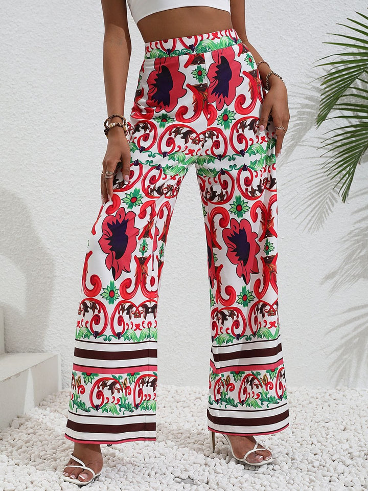 Printed High-Rise Wide Leg Pants - Runway Frenzy 