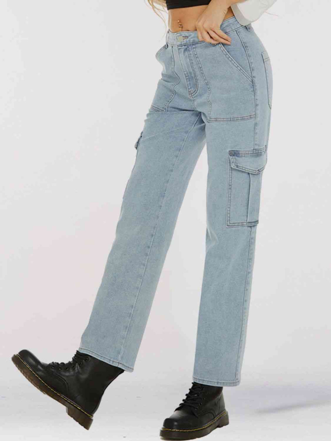 Straight Leg Jeans with Pockets Trendsi