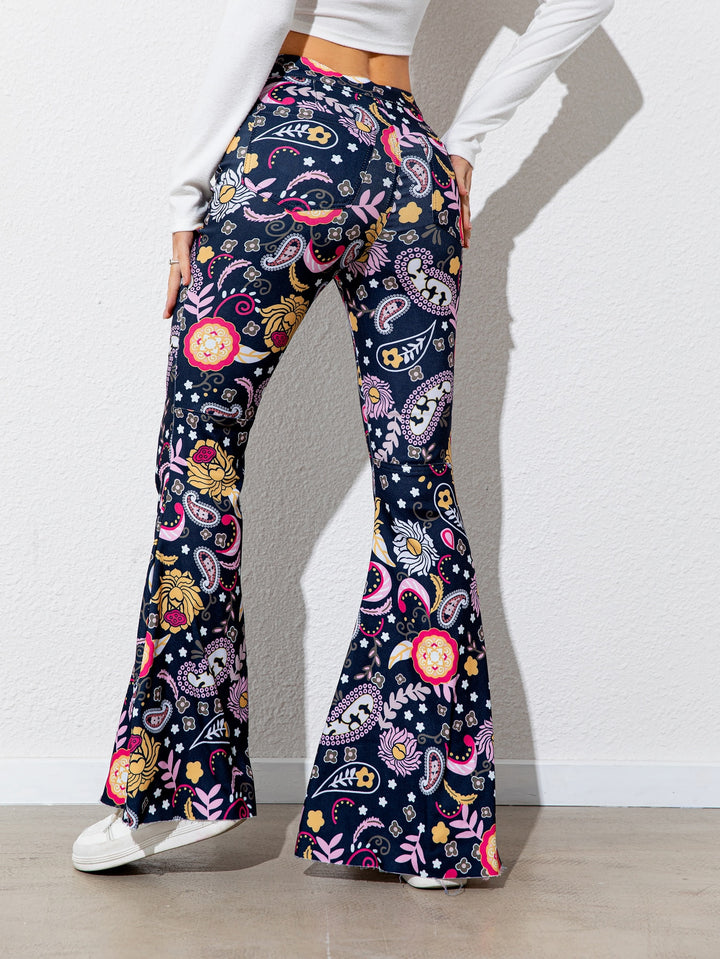 Floral High Waist Flare Leg Pants - Runway Frenzy