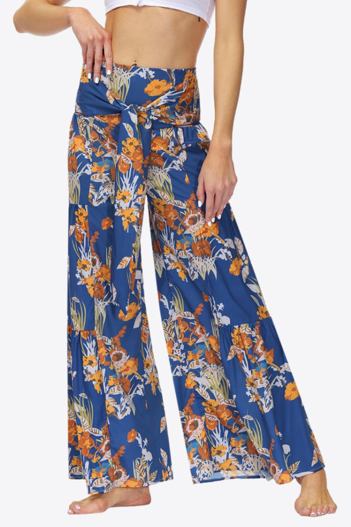 Floral Tie-Waist Tiered Culottes - Runway Frenzy