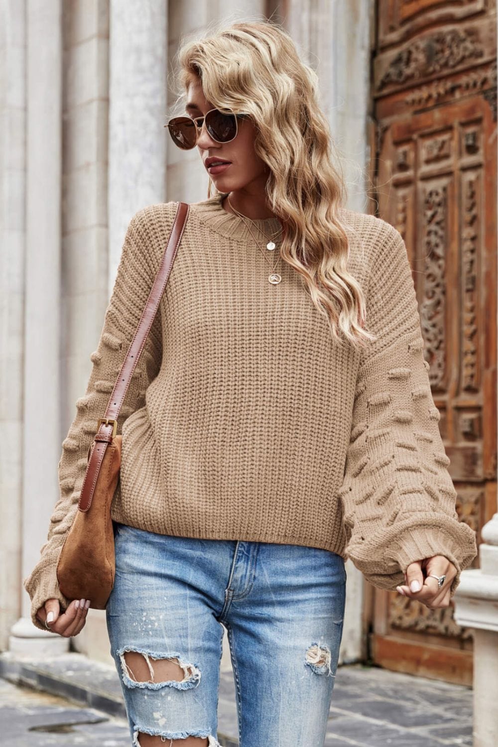 Weekend Style Rib-Knit Dropped Shoulder Sweater - Runway Frenzy 