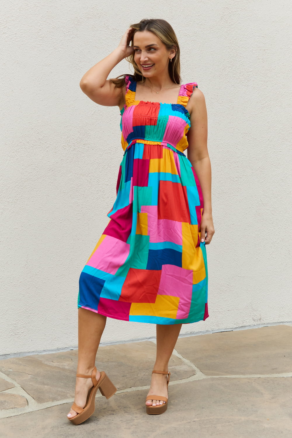 And The Why Multicolored Square Print Summer Dress - Runway Frenzy