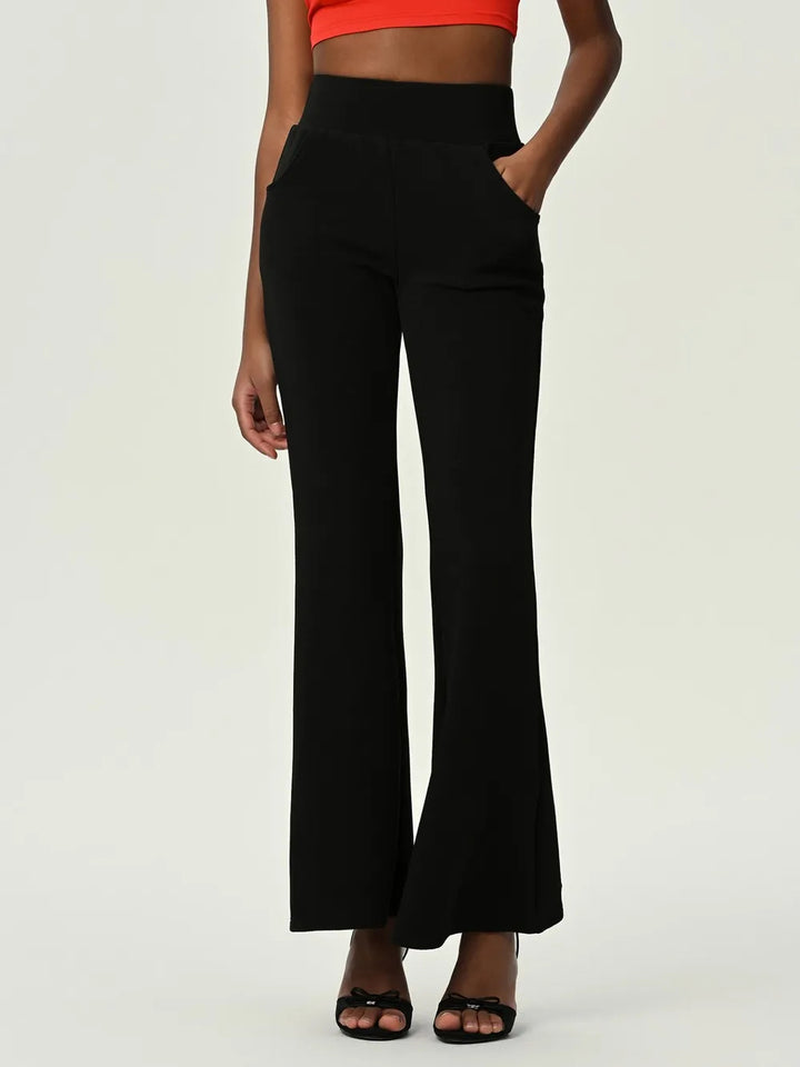 High Waist Flare Leg Pants with Pockets - Runway Frenzy 