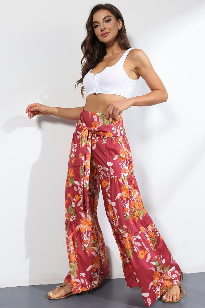 Printed High-Rise Tied Culottes - Runway Frenzy 