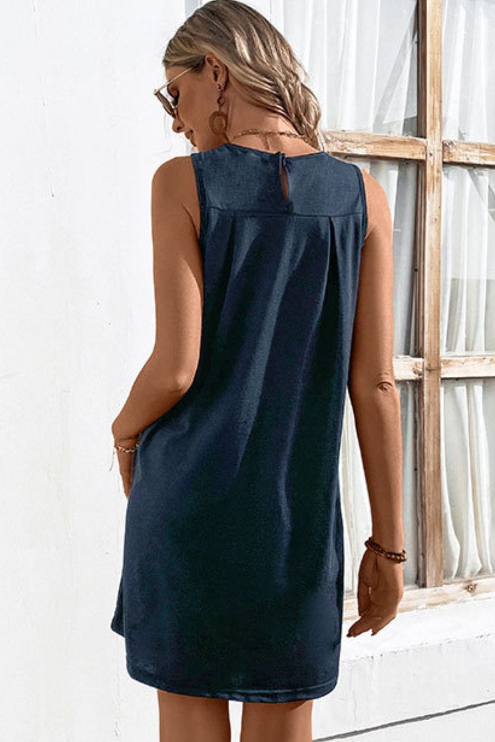 Round Neck Sleeveless Mini Dress - Runway Frenzy 