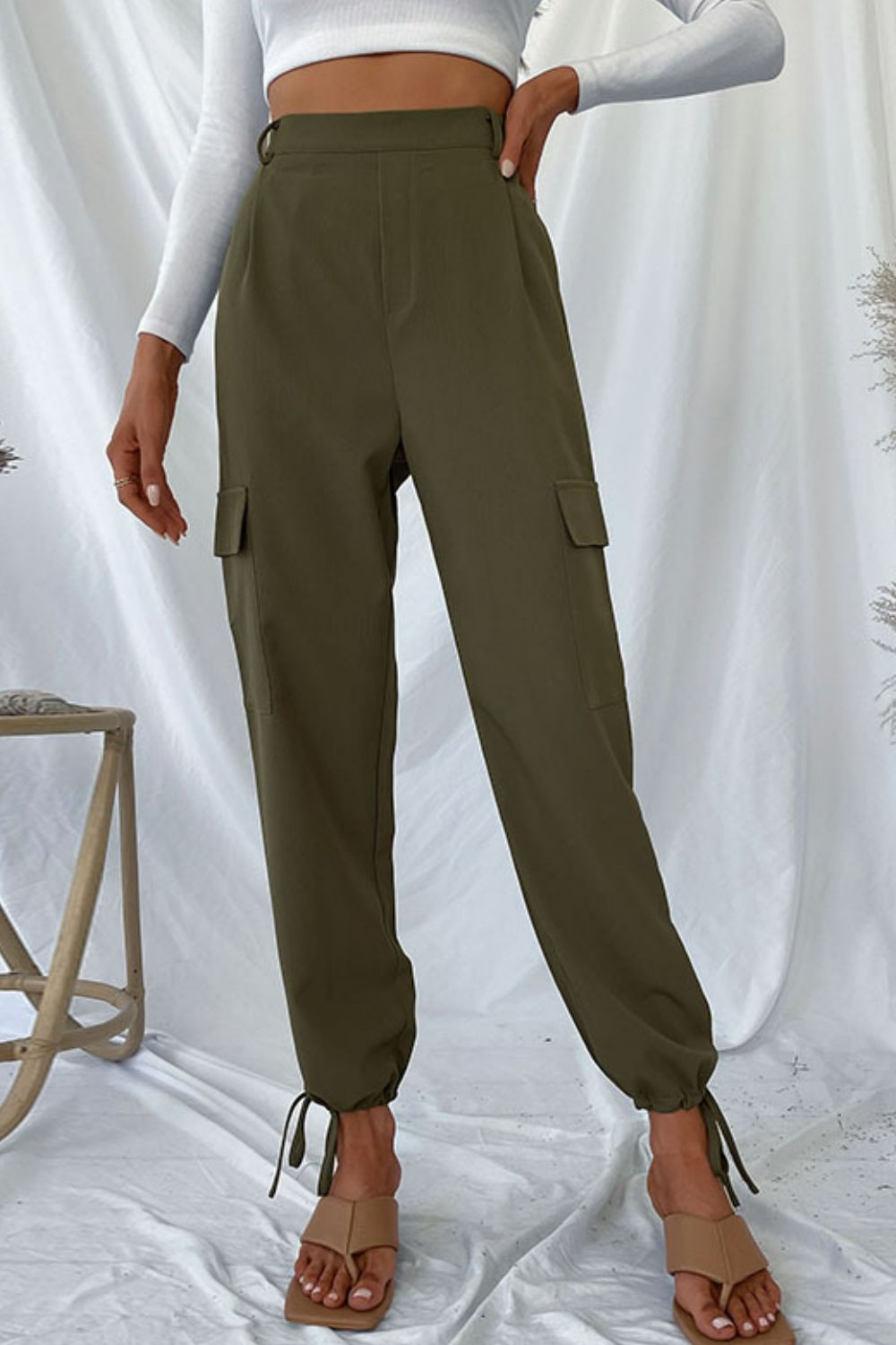 Drawstring Ankle Cargo Pants - Runway Frenzy
