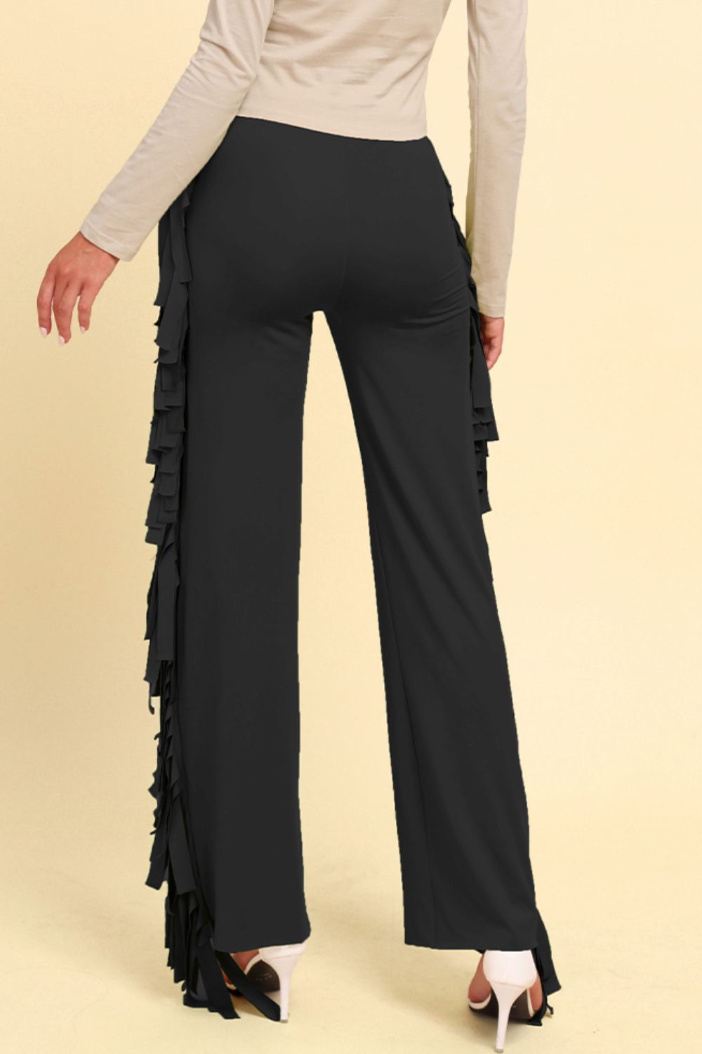 Fringe Trim Wide Leg Pants - Runway Frenzy