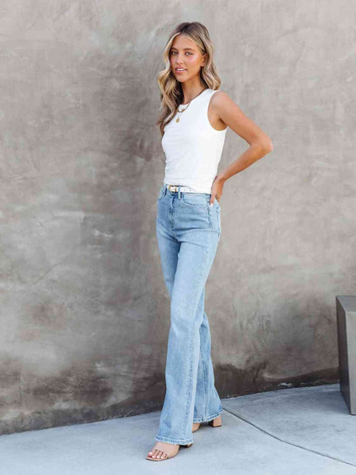 Washed Straight Leg Jeans Trendsi