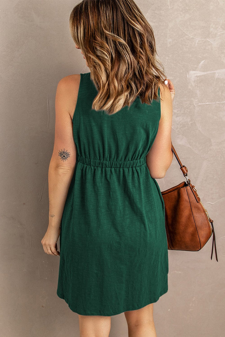 Sleeveless Button Down Mini Magic Dress - Runway Frenzy 