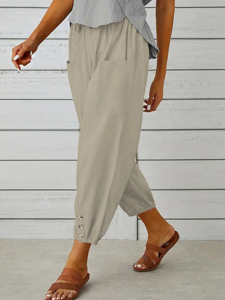 Decorative Button Cropped Pants - Runway Frenzy