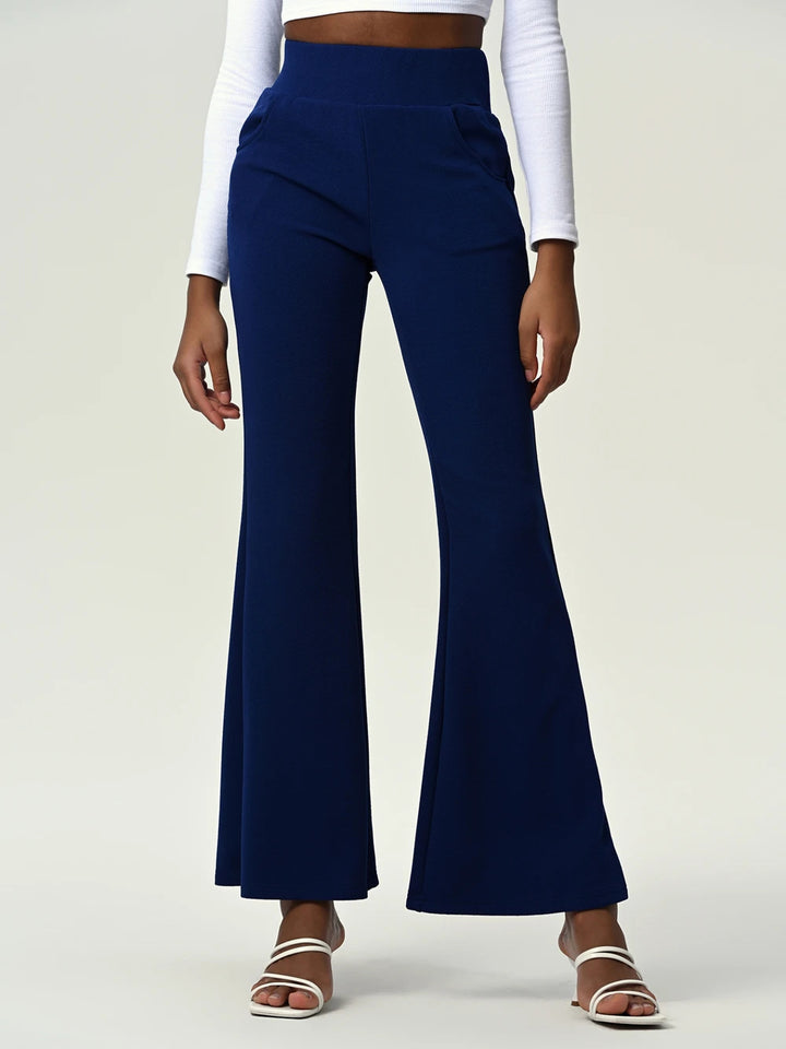 High Waist Flare Leg Pants with Pockets - Runway Frenzy 