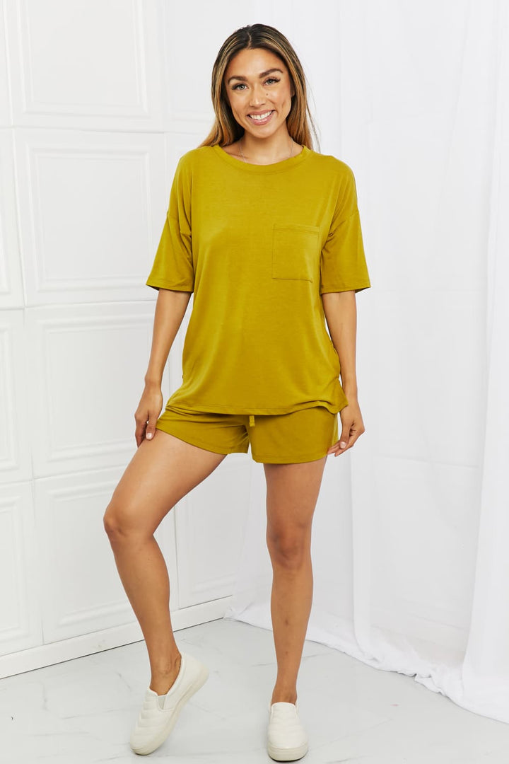 Zenana In The Moment Full Size Lounge Set in Olive Mustard - Runway Frenzy 