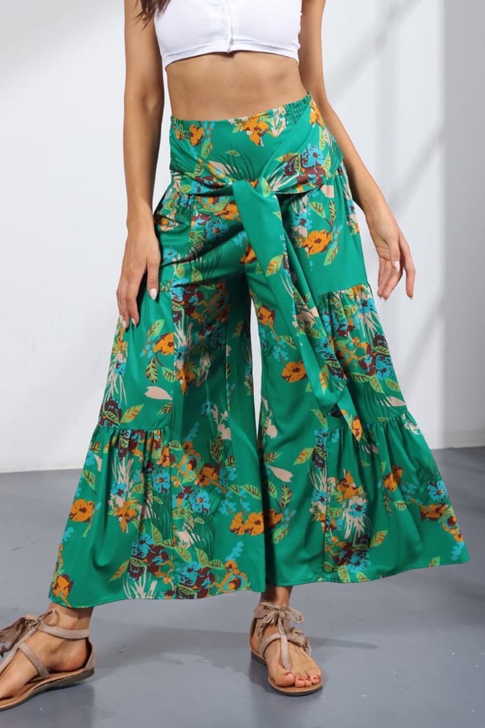 Printed Tie-Front Culottes - Runway Frenzy