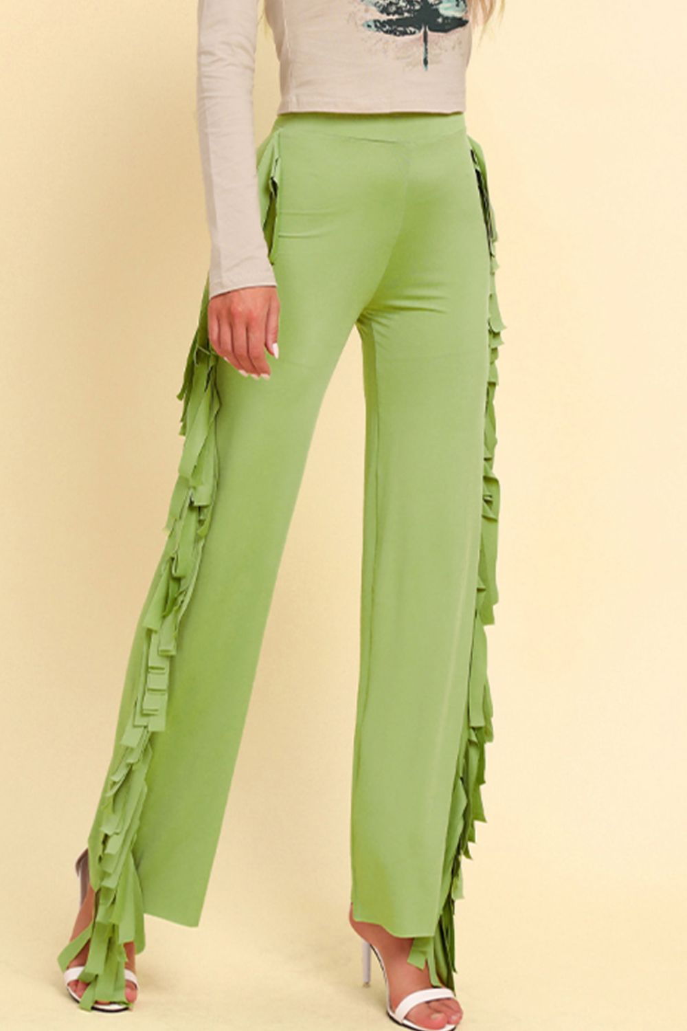 Fringe Trim Wide Leg Pants - Runway Frenzy