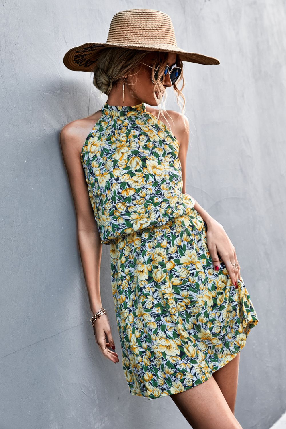 Floral Tied Sleeveless Mini Dress - Runway Frenzy