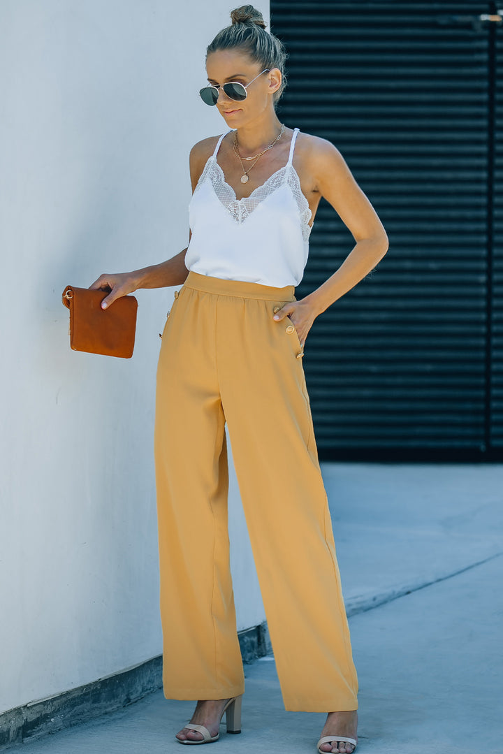 High Waist Wide Leg Pants with Pockets - Runway Frenzy 