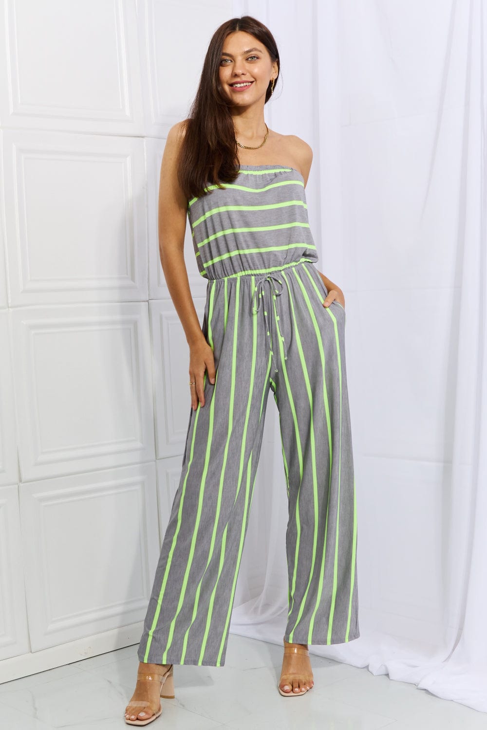 Sew In Love Pop Of Color Full Size Sleeveless Striped Jumpsuit - Runway Frenzy 