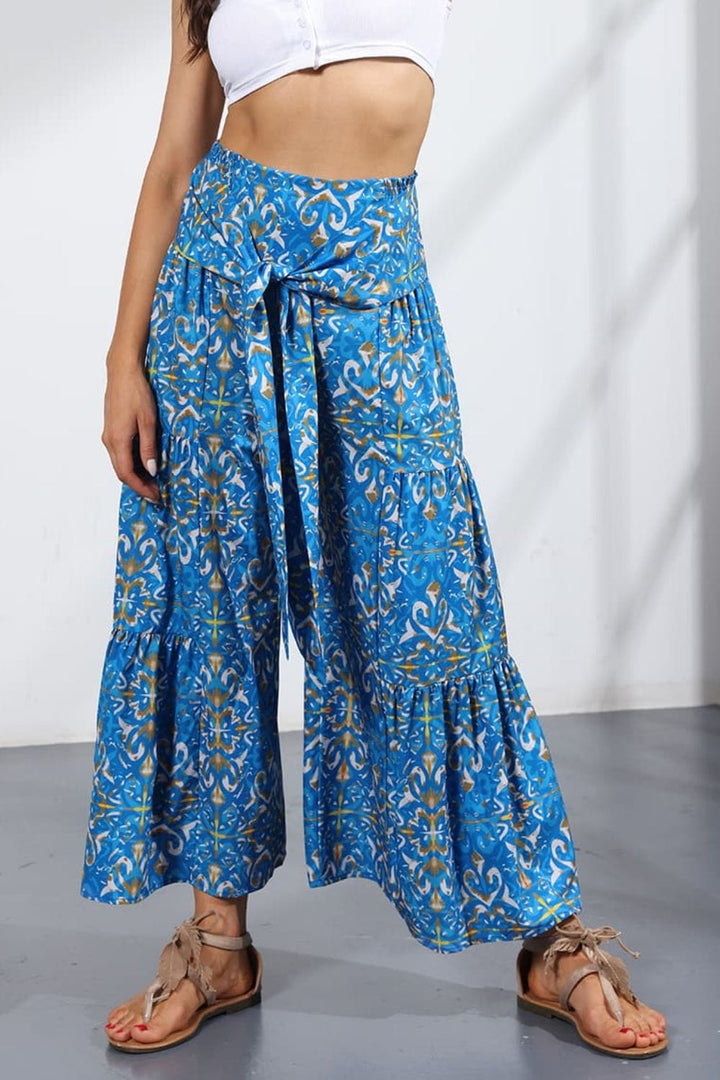 Printed Tie-Front Culottes - Runway Frenzy