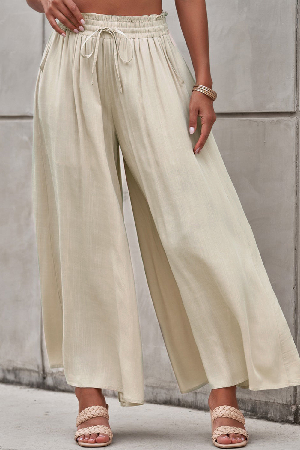 Drawstring Waist Wide Leg Pants - Runway Frenzy