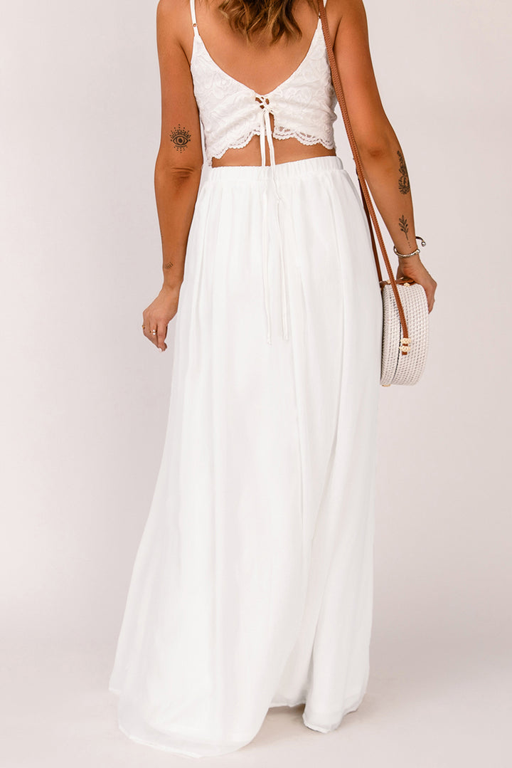 Elastic Waistband Split Maxi Skirt - Runway Frenzy