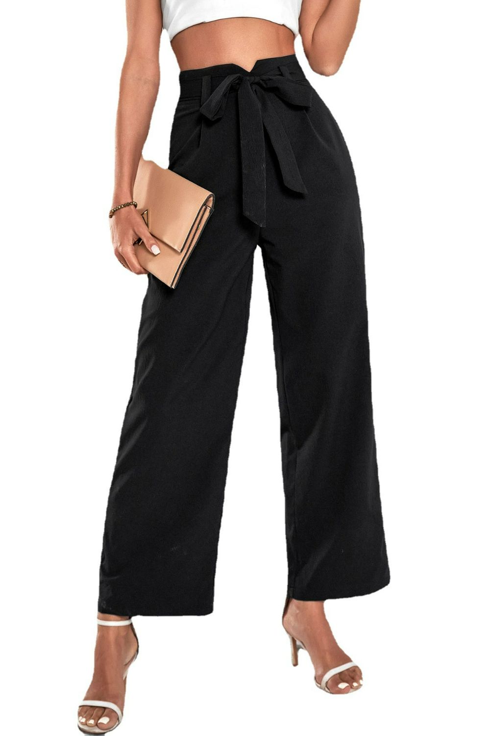 Belted High-Rise Wide Leg Pants - Runway Frenzy