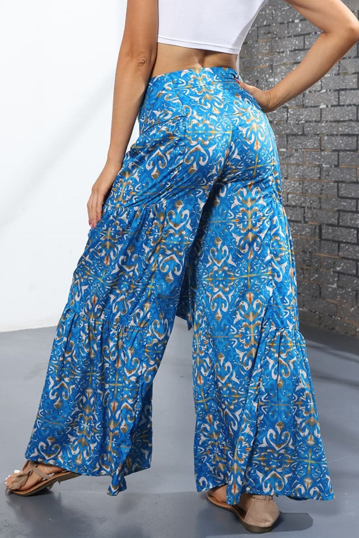 Printed High-Rise Tied Culottes - Runway Frenzy 