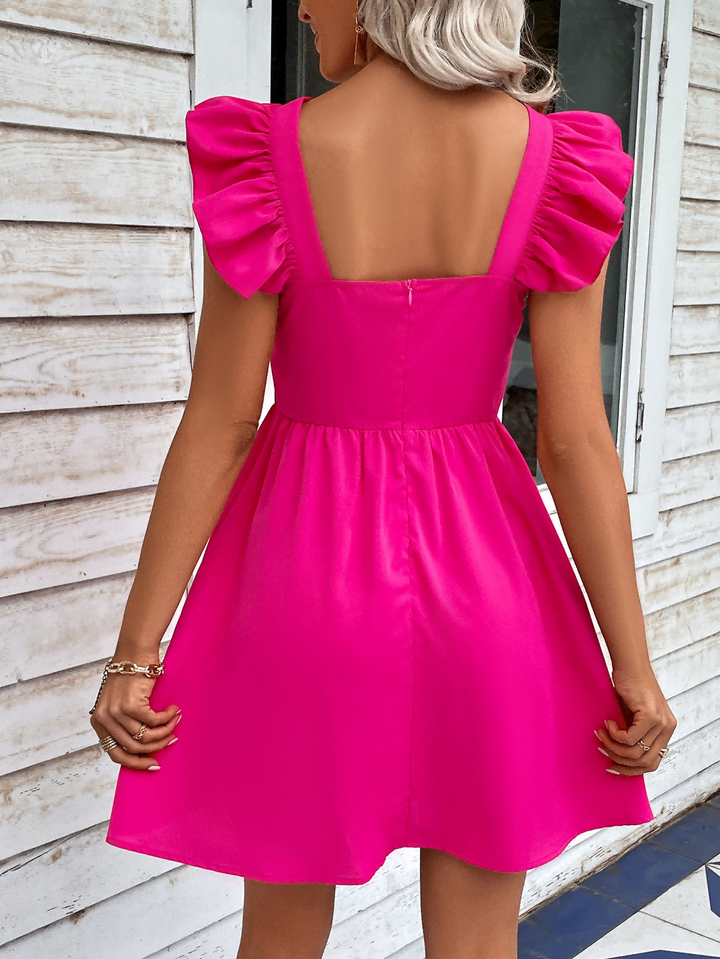 Ruffled Square Neck Dress - Runway Frenzy 